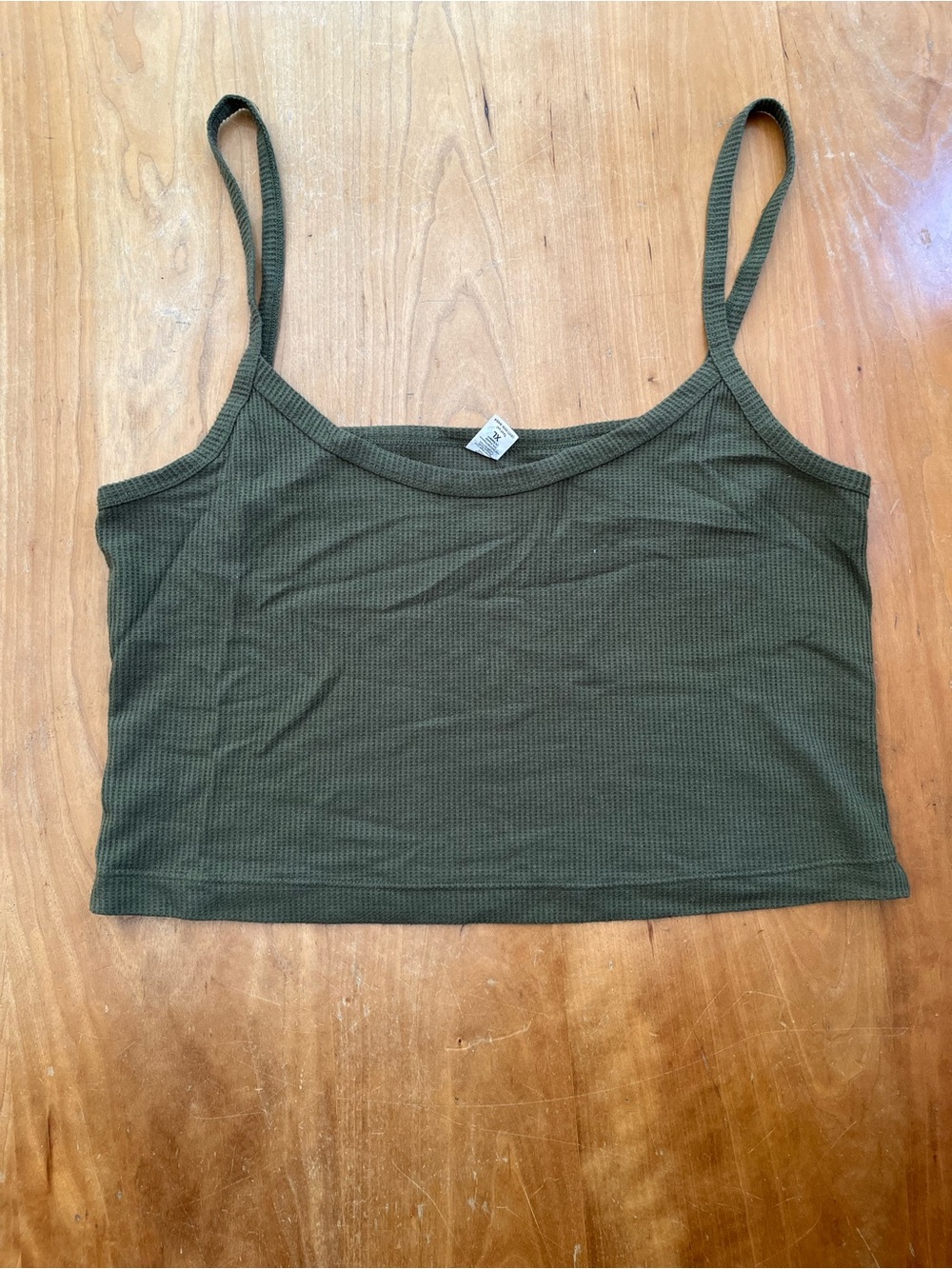 Parade - Ribbed Cropped Cami - Olive Green - Size XL